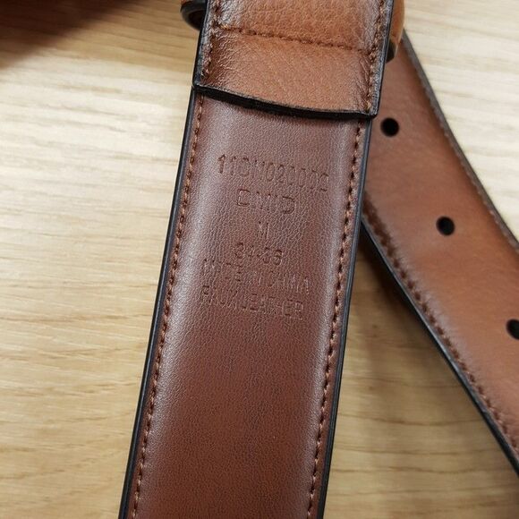 CLUB ROOM Belt Mens Size Medium 34 36 Brown Faux Leather Silver Buckle - Picture 2 of 3